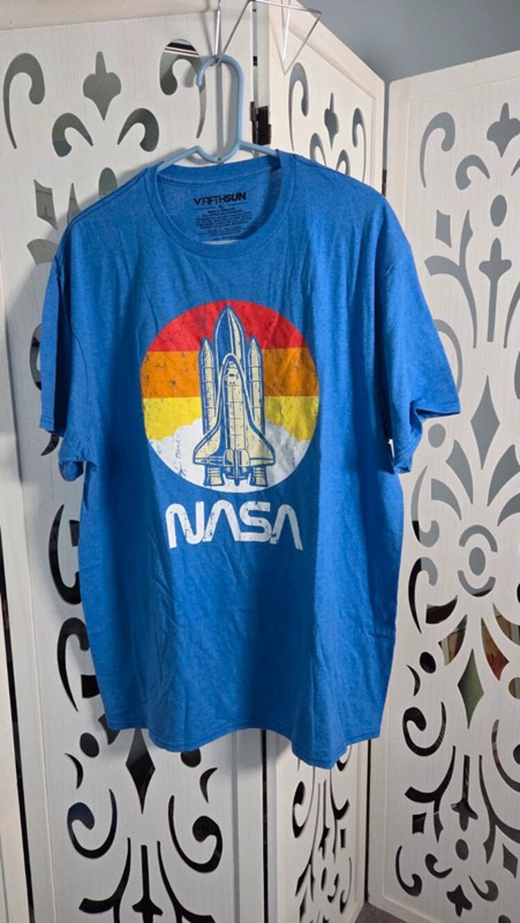 NASA Space Shuttle T Shirt Mens XL Fifth Sun Retro Sunset Blue Graphic Tee NWOT